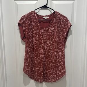Fun 2 Fun Rusty Coral Cap Sleeve Fitted Blouse